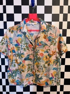 C&C California Multicolor Tropical Floral Short-Sleeve Camp Shirt